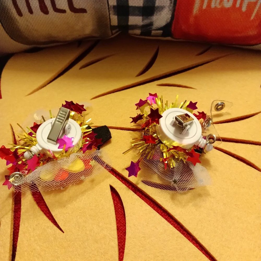 Holiday Pilgrim Retractable Name Badge Holder Handcrafted 2 pack